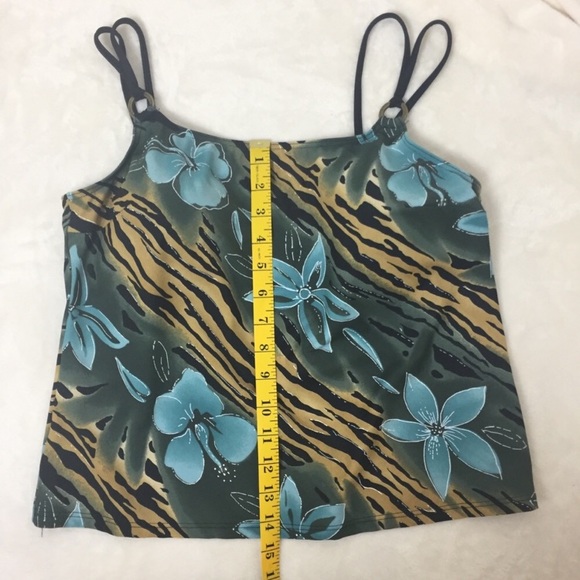 Gottex Tankini Top Blue Green Floral Zebra 18W - Picture 4 of 8
